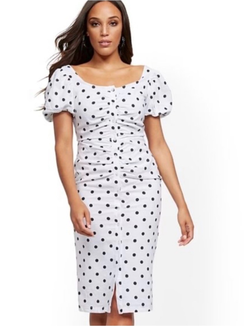 NYC & Co black and white polka dot dress size small - Picture 1 of 3